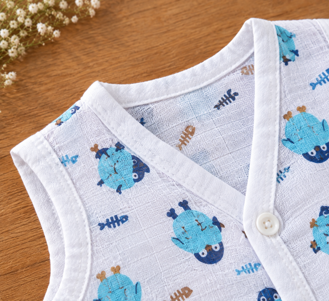 Muslin Button Jabla - Penguin - Image 2