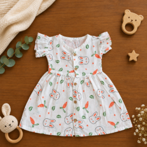 Muslin Frill Frock - Rabbit