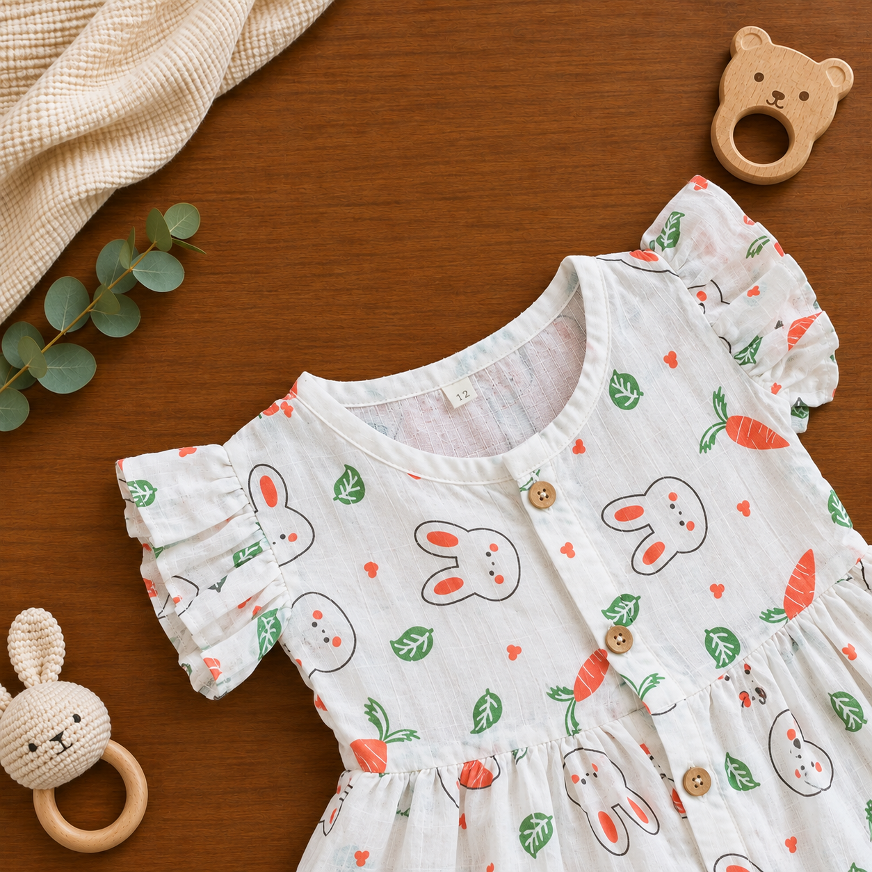 Muslin Frill Frock - Rabbit - Image 2