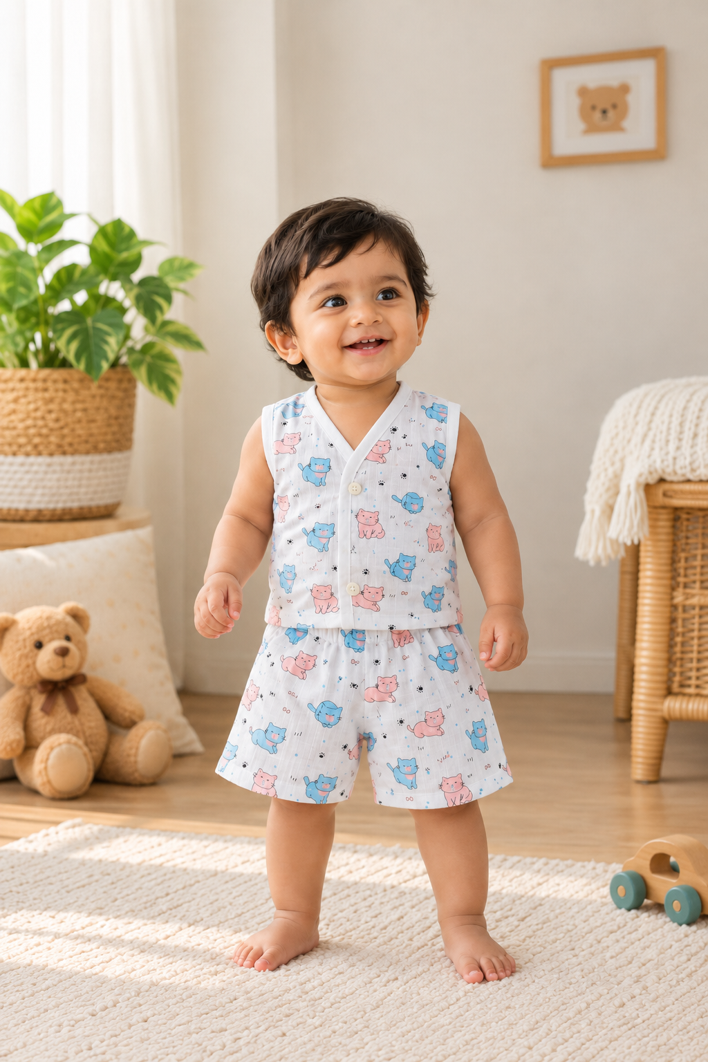 Muslin Jabla & Shorts Set - Cat
