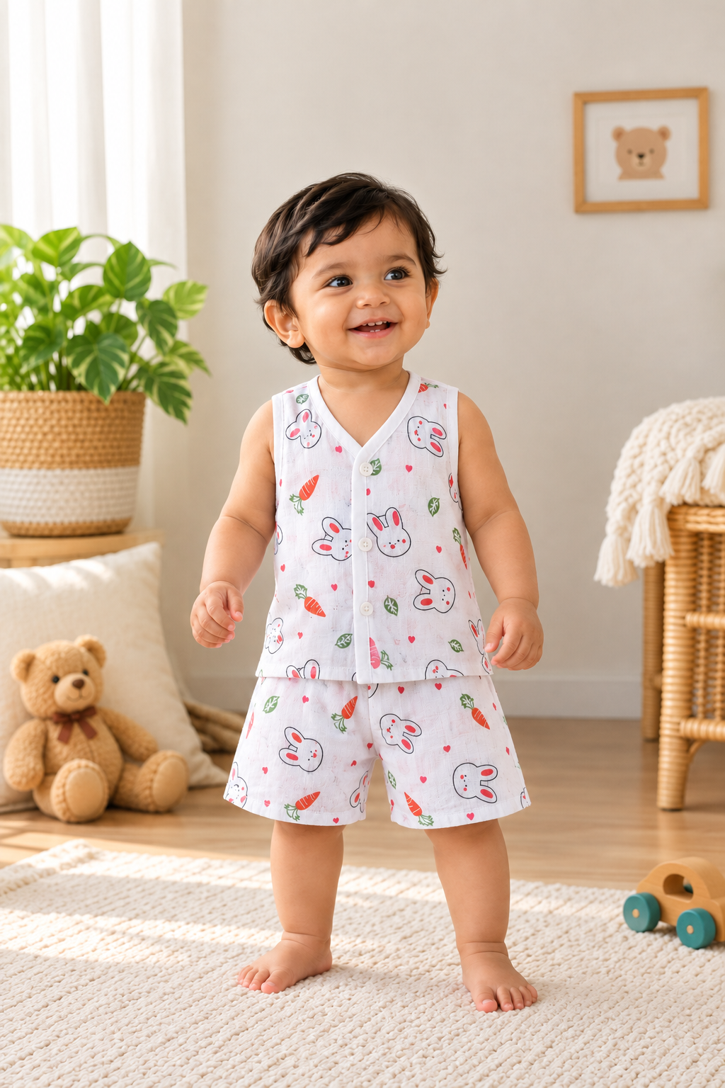 Muslin Jabla & Shorts Set - Rabbit