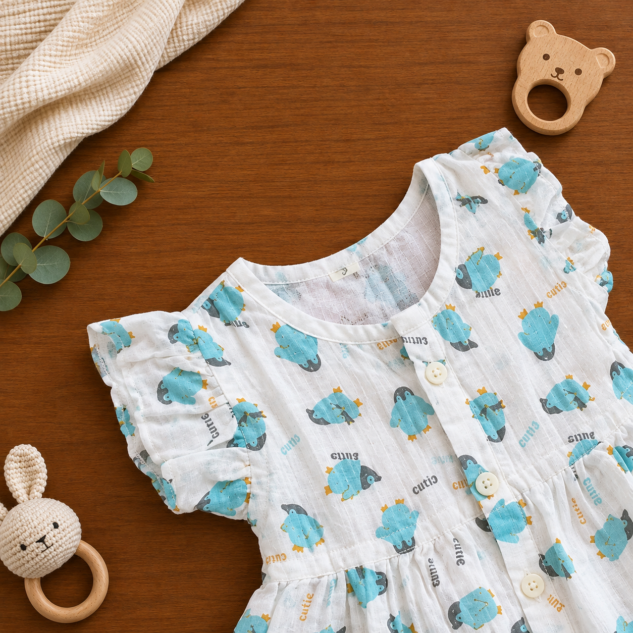 Muslin Frill Frock - Penguin - Image 2