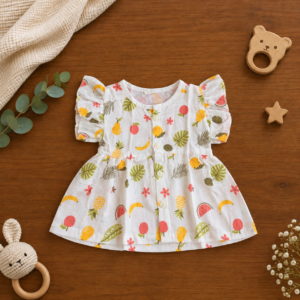 Muslin Frill Frock - Fruit